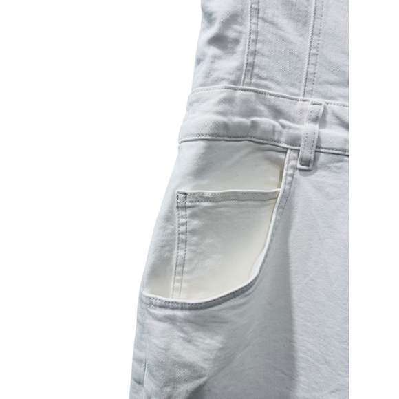 We The Free People NWOT Je Suis Pret Barrel Jumpsuit Size Large White Denim Zip - Picture 4 of 8